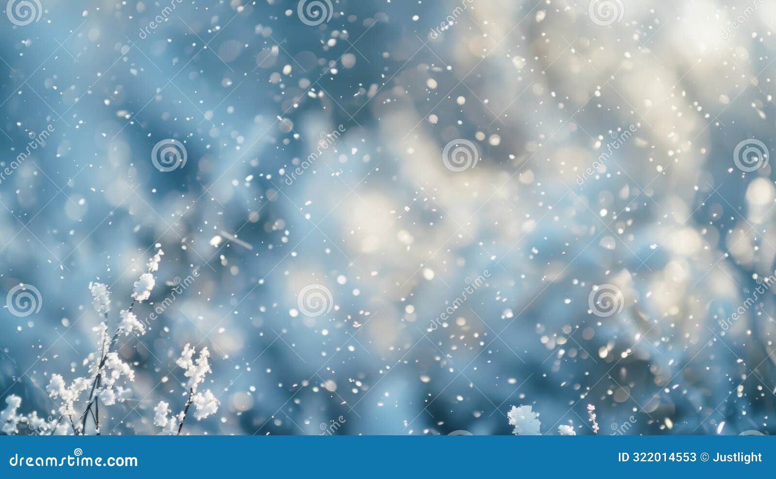 light and airy snow flurries swirling in the air their softness visible in their hazy appearance