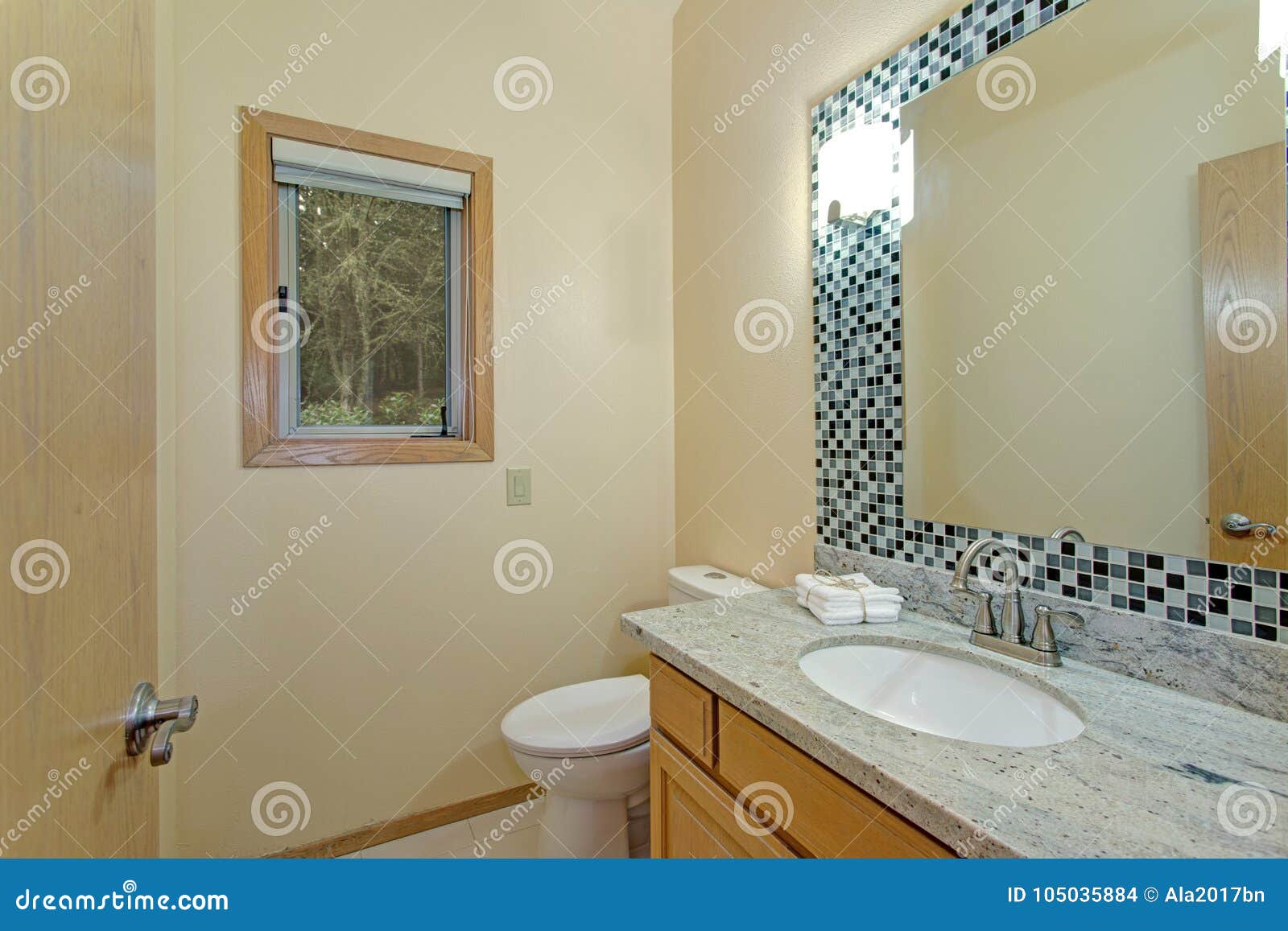 Light Bathroom Interior With Vanity Cabinet Stock Photo Image Of