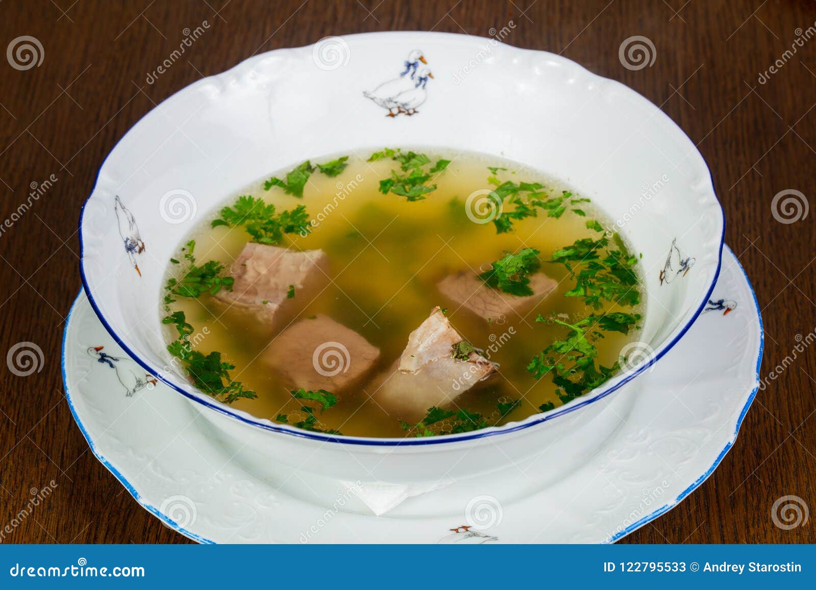 Beef soup with herbs stock image. Image of soup, food 122795533