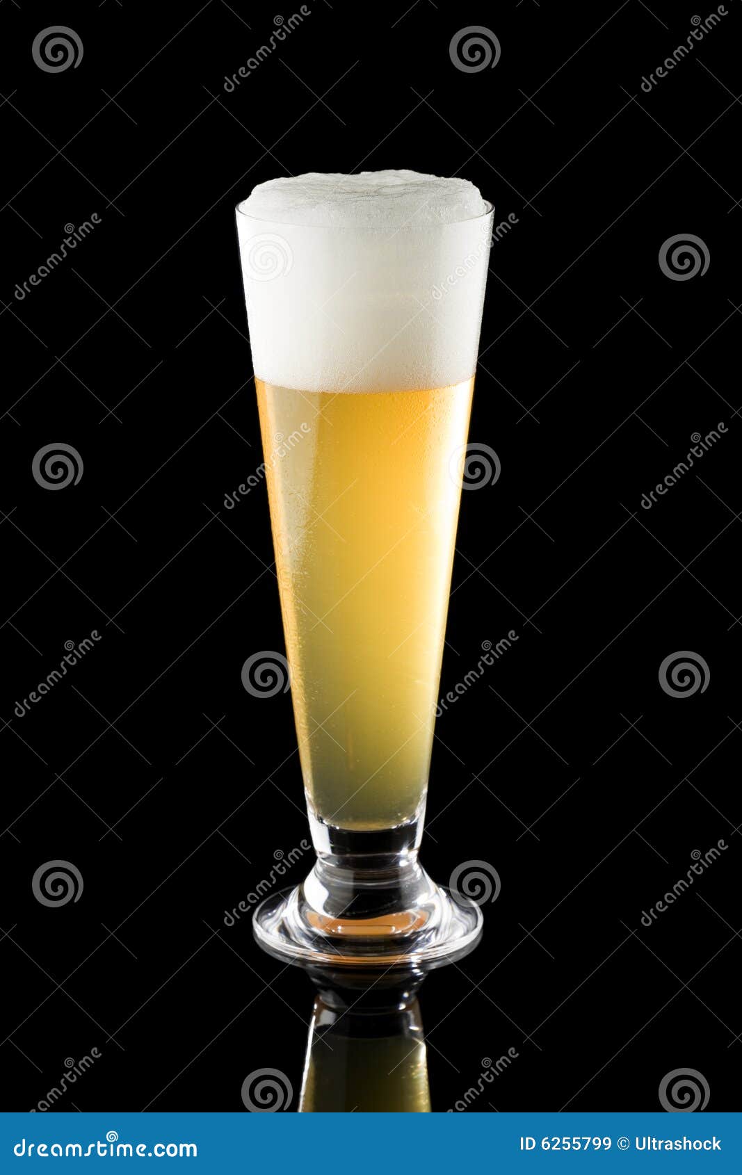Light beer in tall glass stock image. Image of golden 6255799