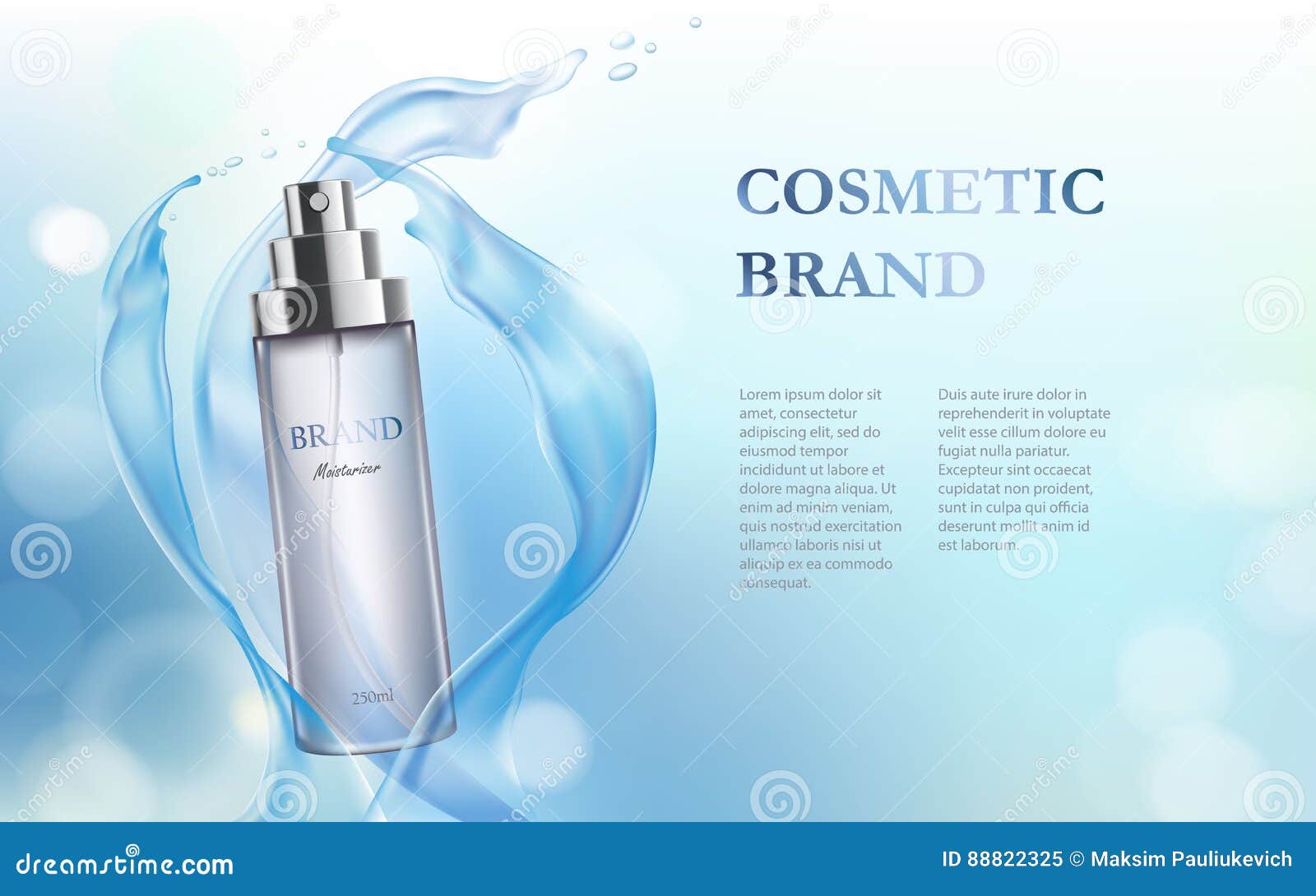 light-blue background with moisturizing cosmetic premium product