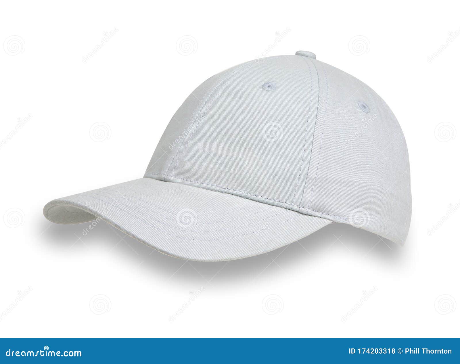Light Blue Baseball Cap, Shot from the Side, Isolated on White with a ...