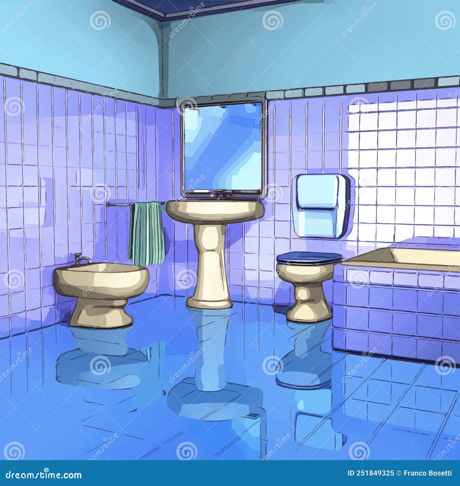 Light Blue Bathroom Interior Stock Image Illustration of sink, style