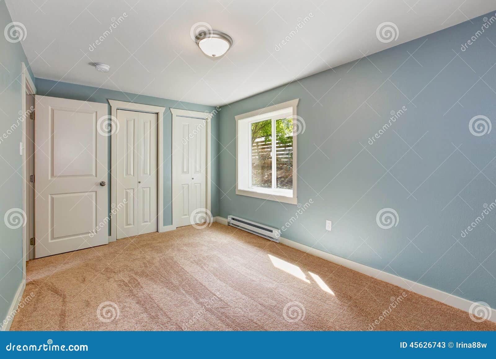 Light Blue Bedroom With Closets Stock Image Image Of