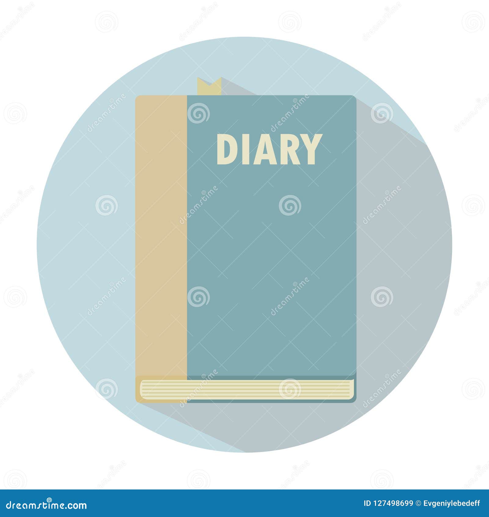 Light Blue Book in a Flat Style with a Shadow and a White Round Stock