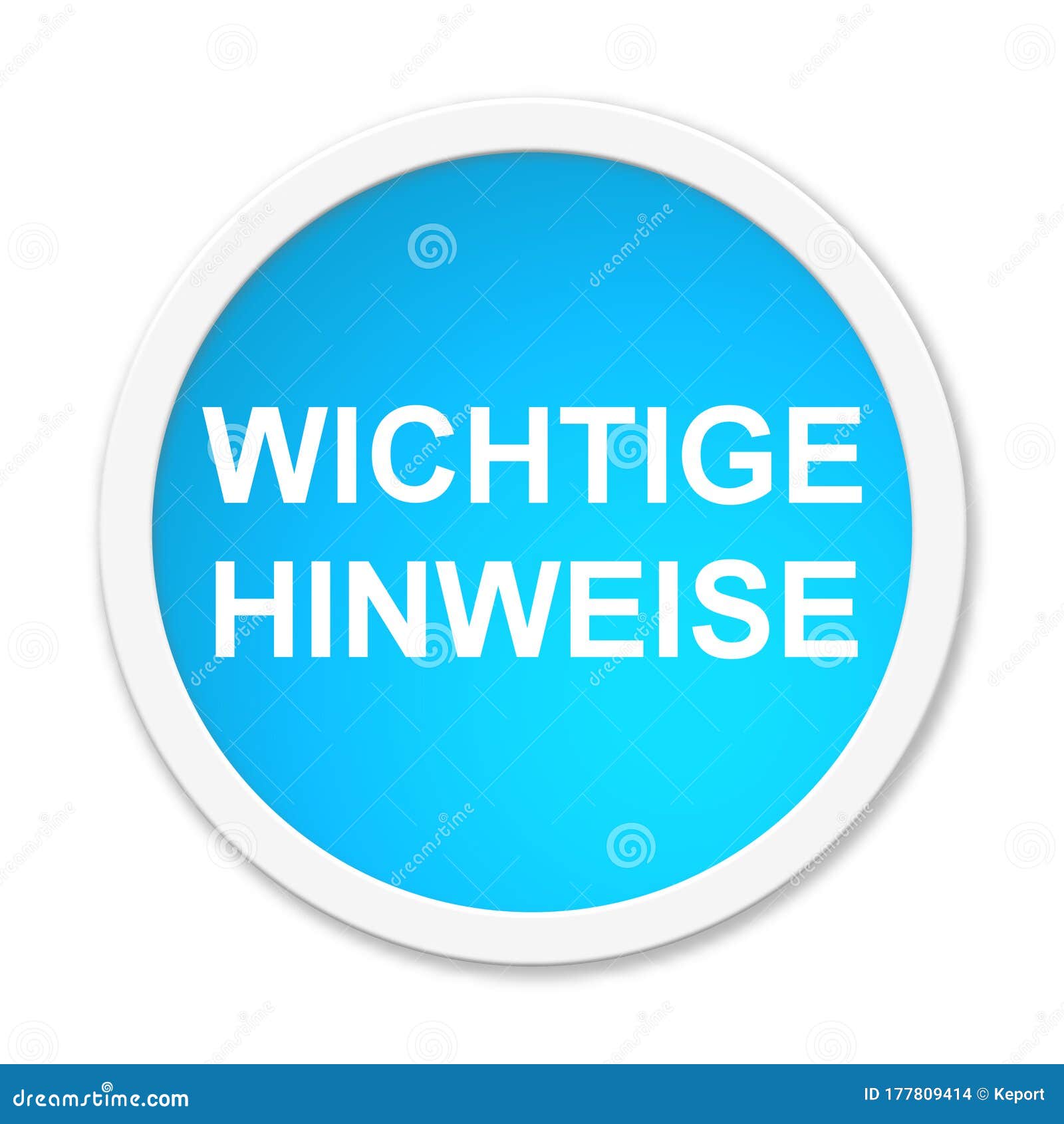 Light Blue Button Important Advice in German Language Stock