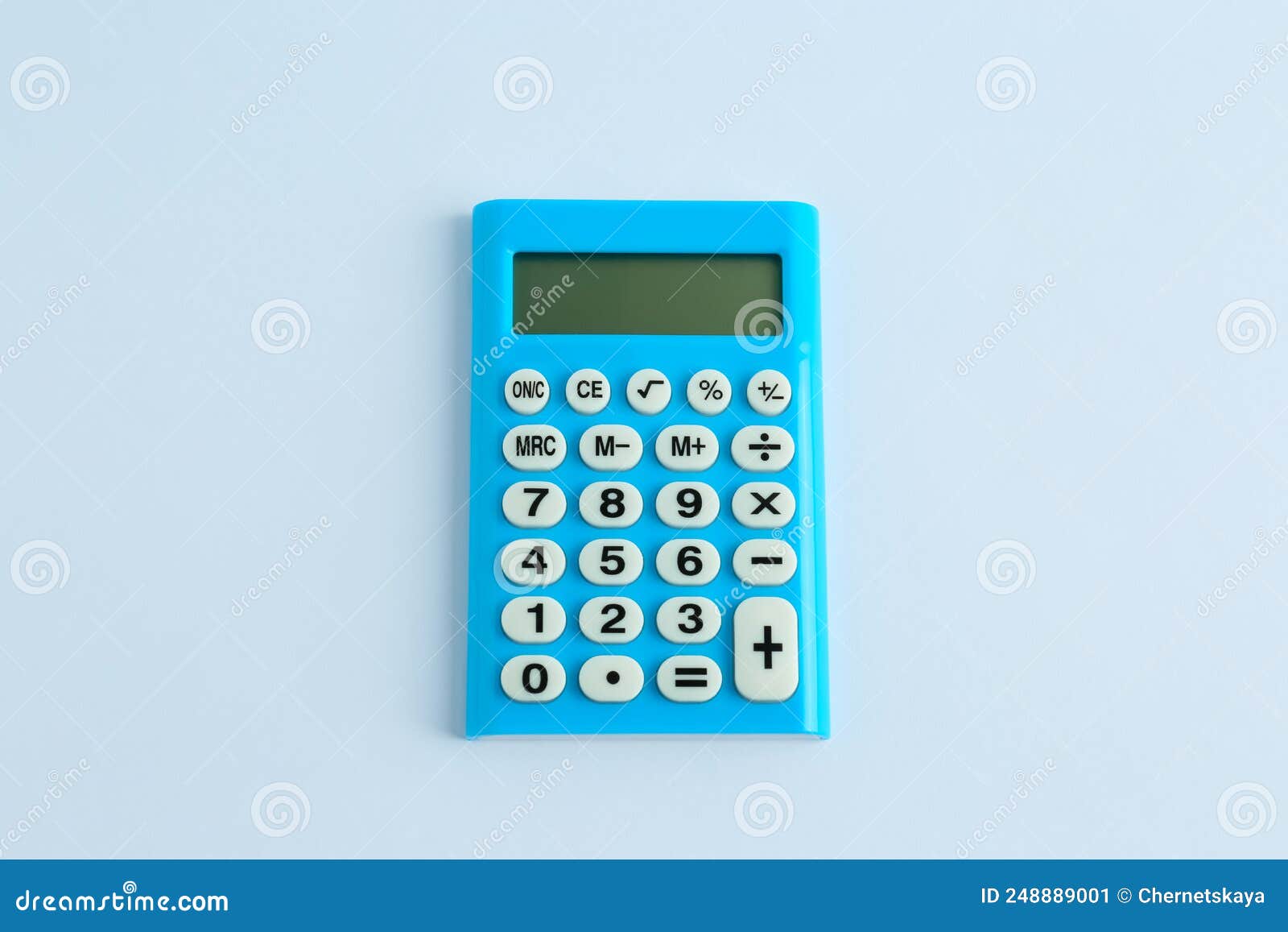 Light Blue Calculator on White Background, Top View Stock Image Image