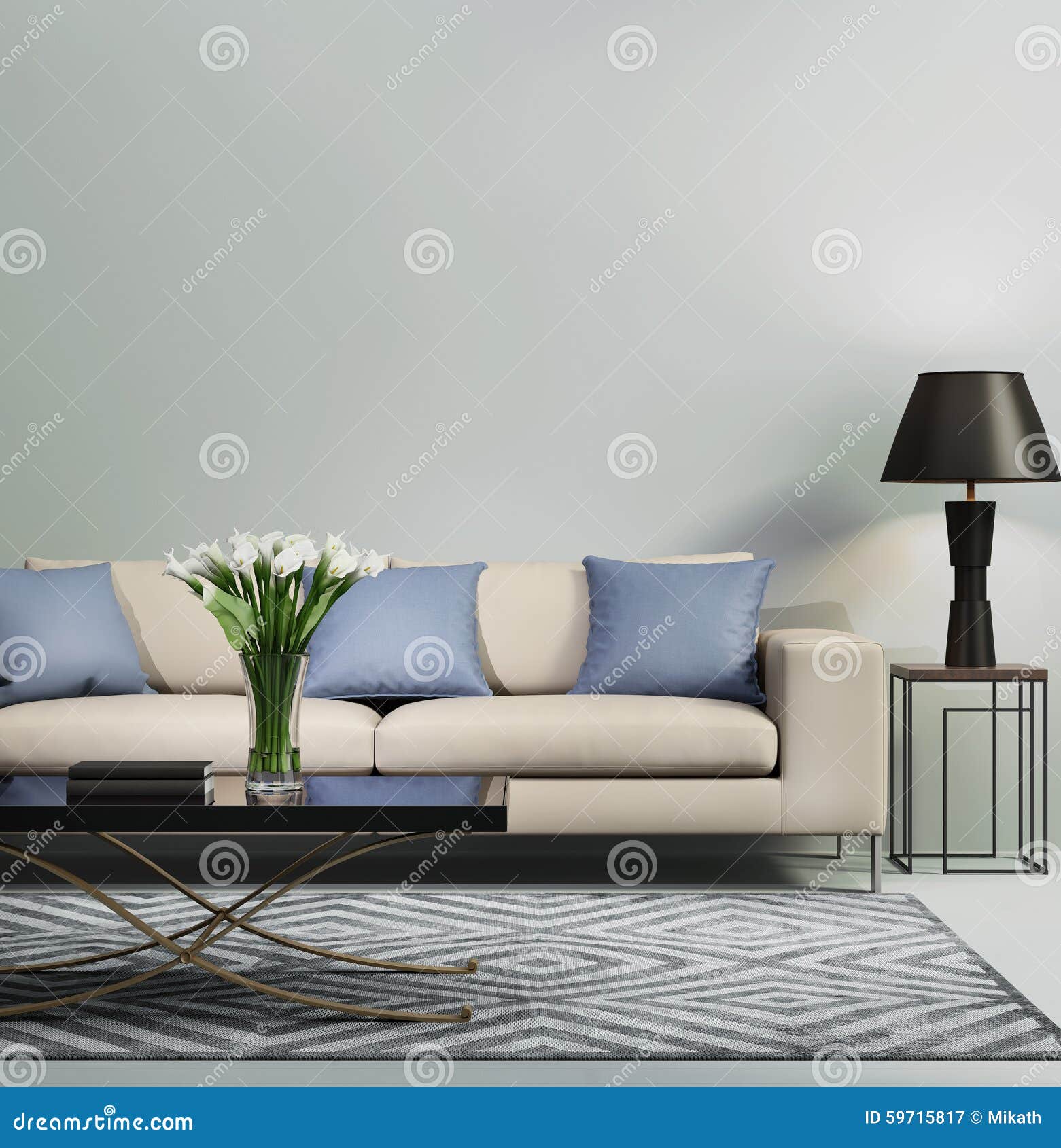 Light Blue Contemporary Modern Sofa Stock Illustration Illustration