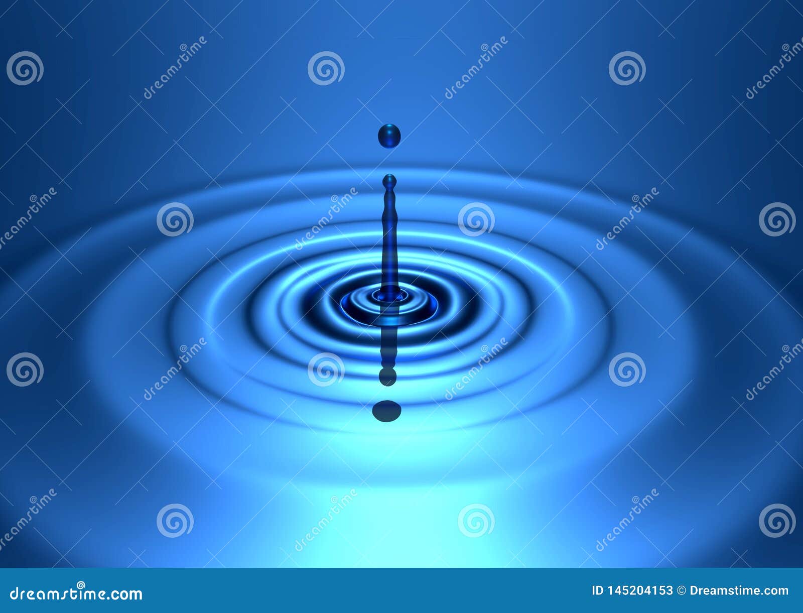 Light Blue 3d Water Droplet Render Illustration Image Stock