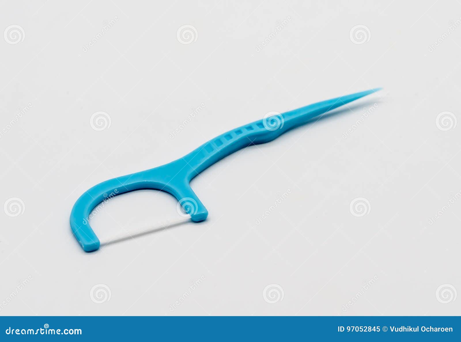 Light Blue Dental Floss Pick with Flat Thread and Wide Bow for D Stock