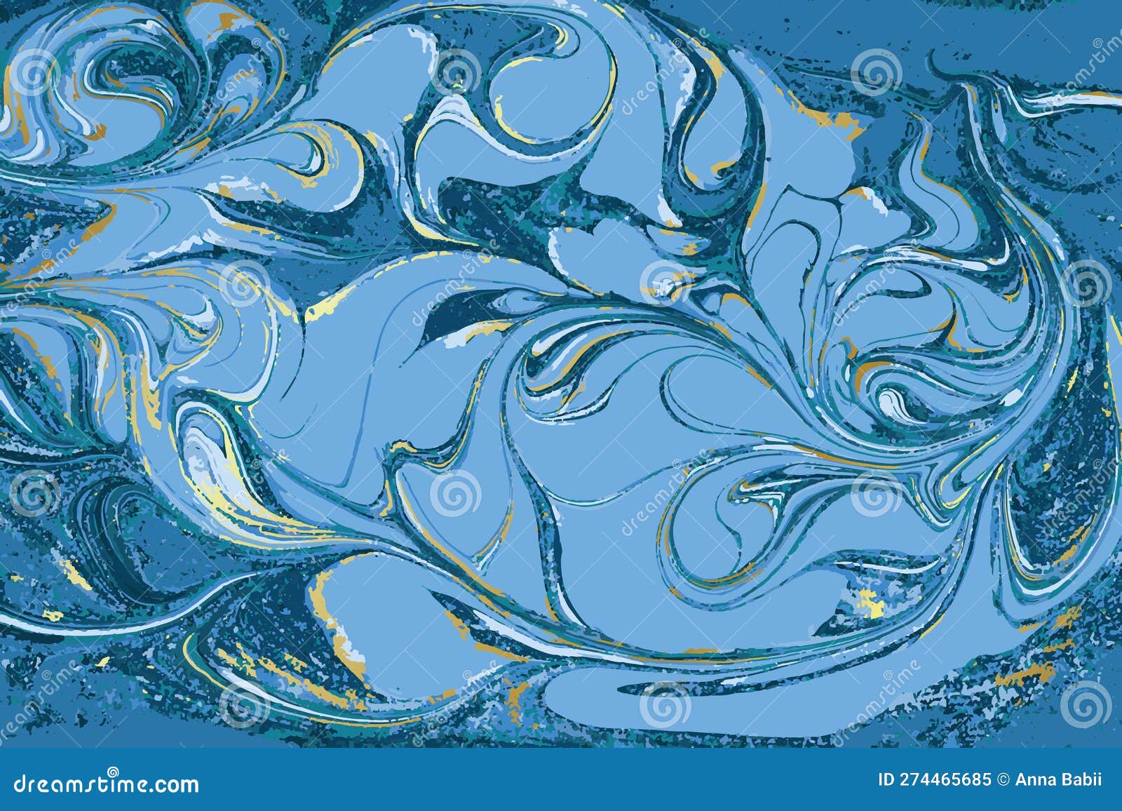 Light Blue and Gold Marble Abstract Vector Background Stock Vector
