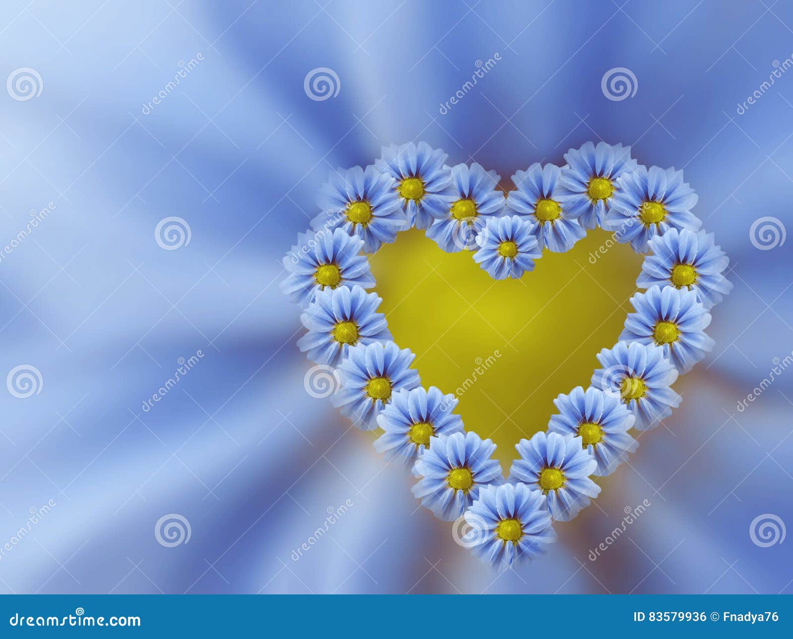 Ekspression kommando Humoristisk Light Blue Heart of Flowers on Light Blue Blurred Background. Floral  Composition. Stock Illustration - Illustration of dahlias, blurred: 83579936