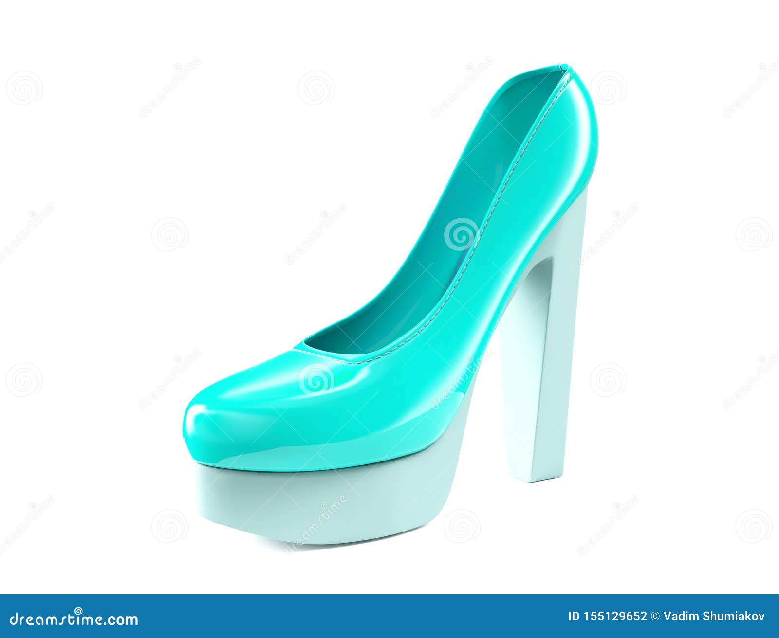 light blue high heel shoes 3d render