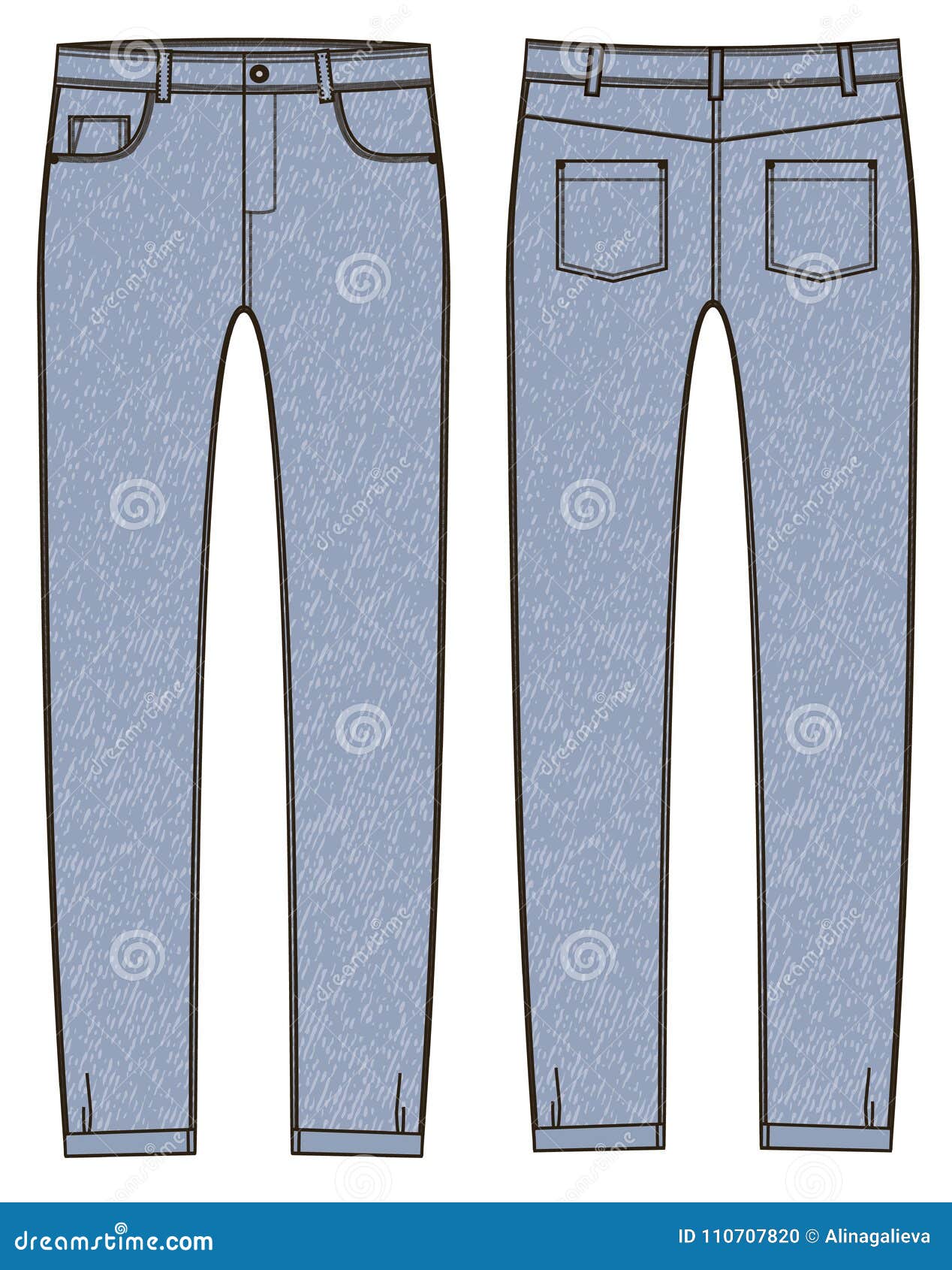 Light Blue Jeans Sketch Technical Sketch Stock Vector - Illustration of ...