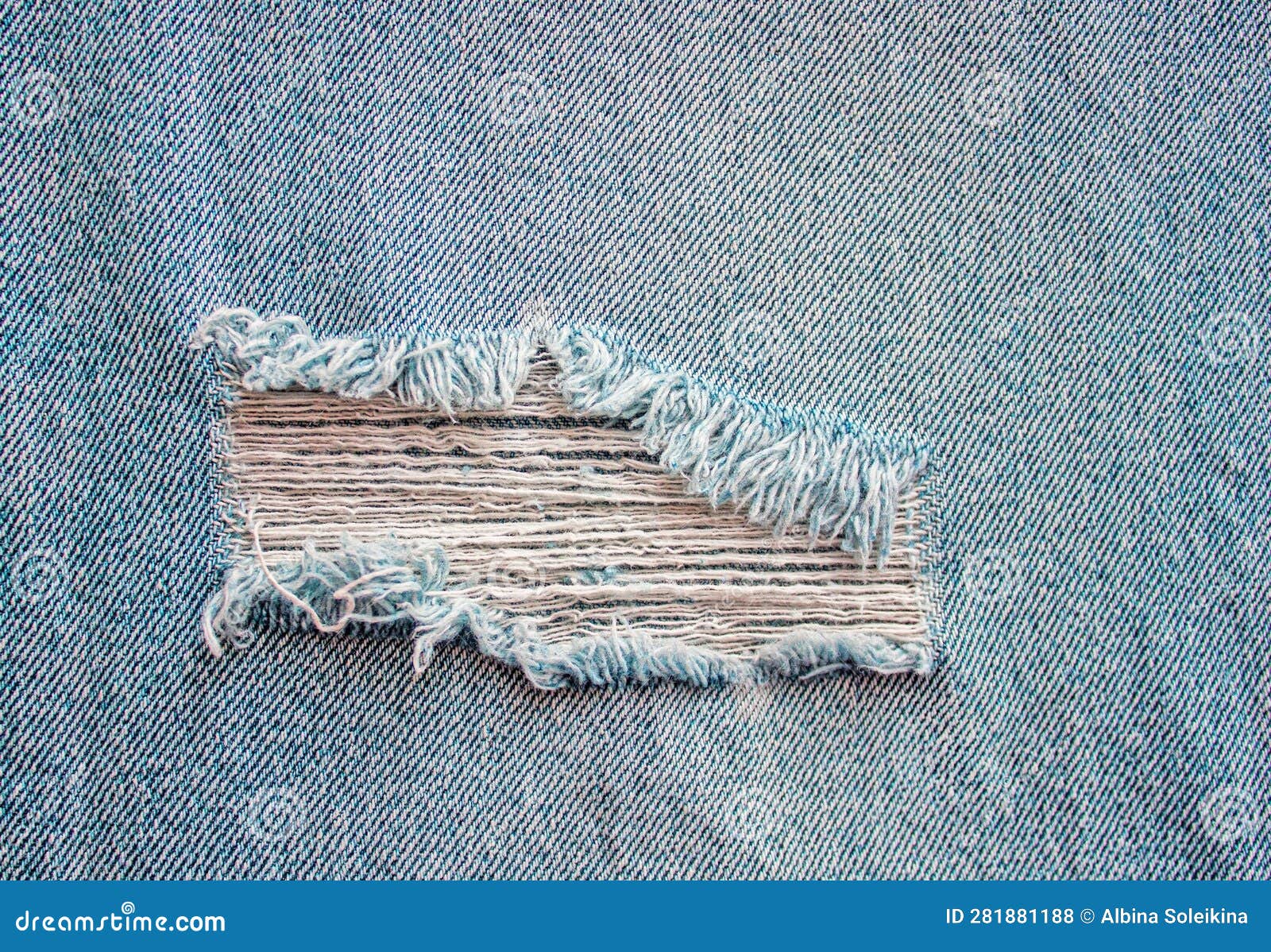 Light Blue Jeans Texture with a Hole and Threads Stock Photo Image of