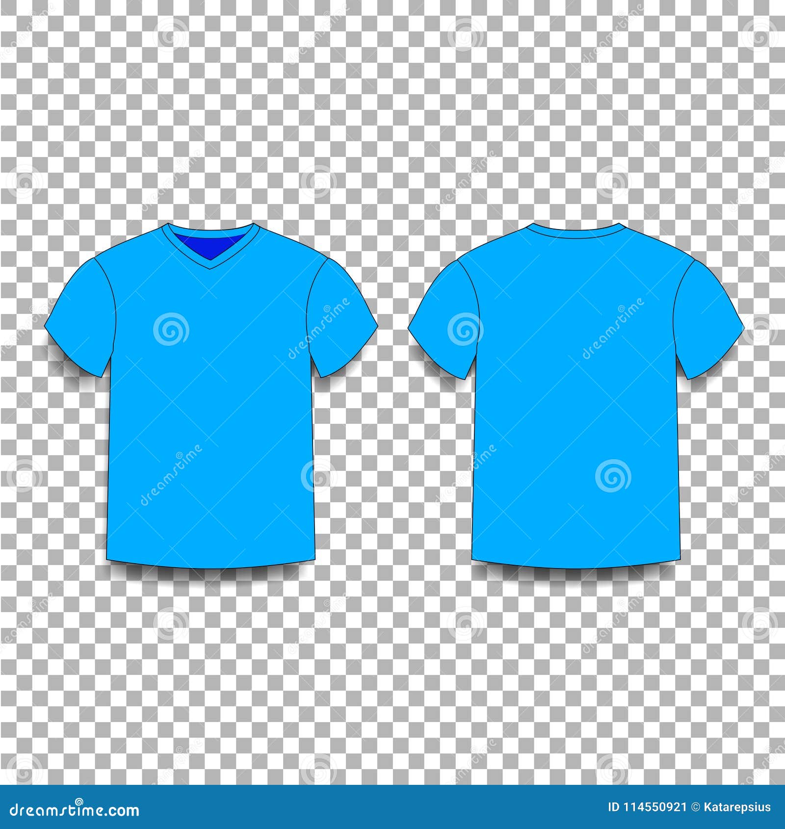 Download Light Blue Men`s T-shirt Template V-neck Front And Back ...