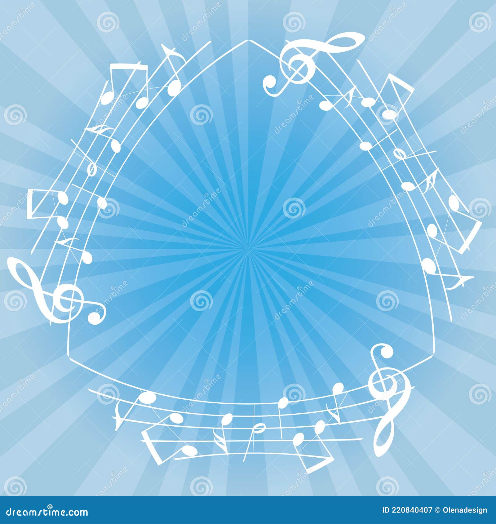 Light Blue Music Background with White Musical Notes As Triangular