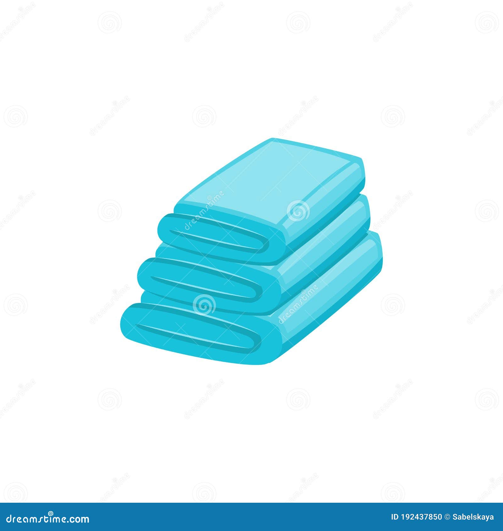Light Blue Stack of Clean Hotel Towels Isolated on White Background
