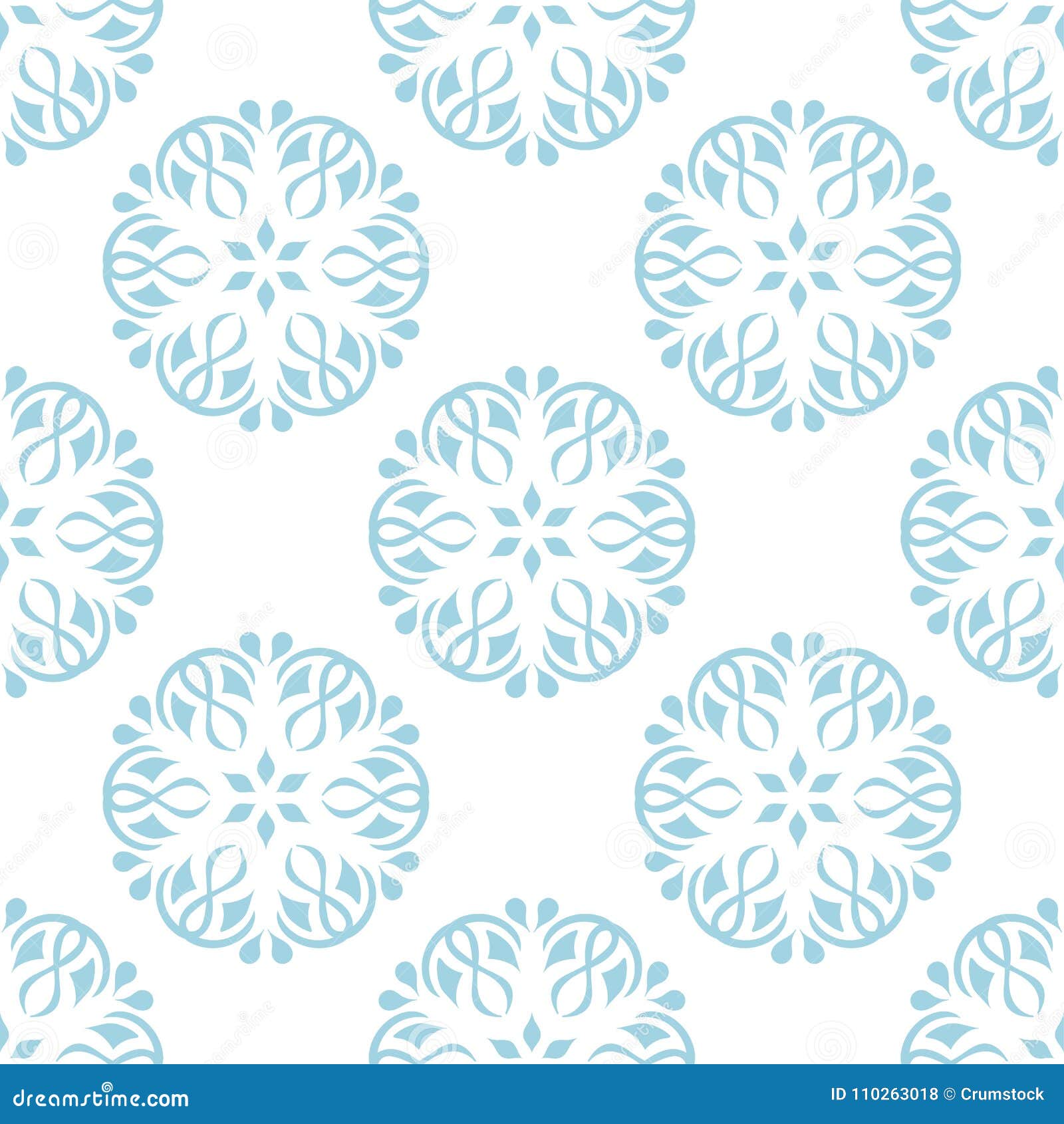 Light Blue and White Floral Seamless Pattern Stock Vector