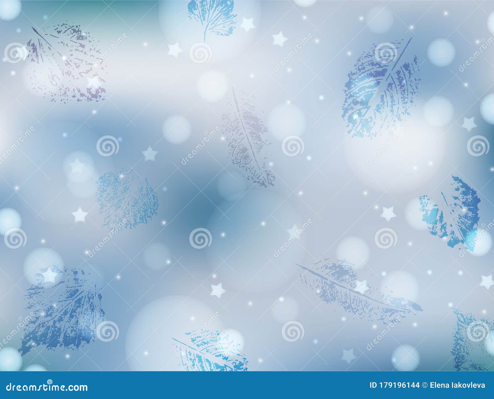 Light Blue Winter Background with Frozen Leaves, Lights and Stars. Abstract  Background in Light Blue and White Colors for Card, Stock Vector -  Illustration of banner, frozen: 179196144