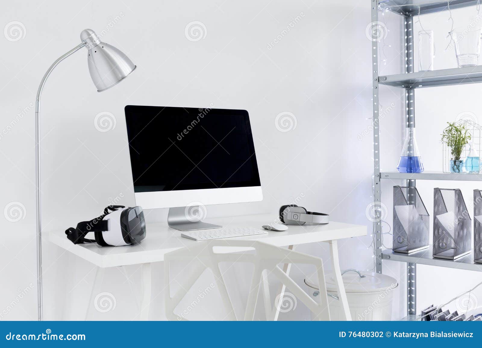 Light and Bright Home Office Idea Stock Photo Image of design, home