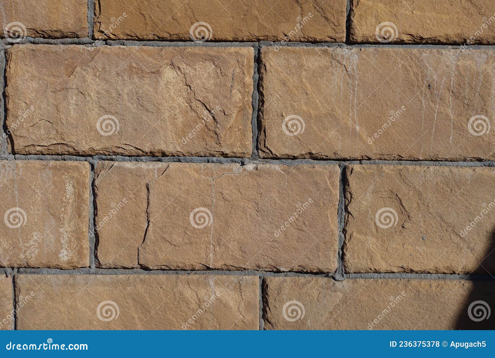 Light Brown Brick Veneer Wall Stock Photo - Image of block, background