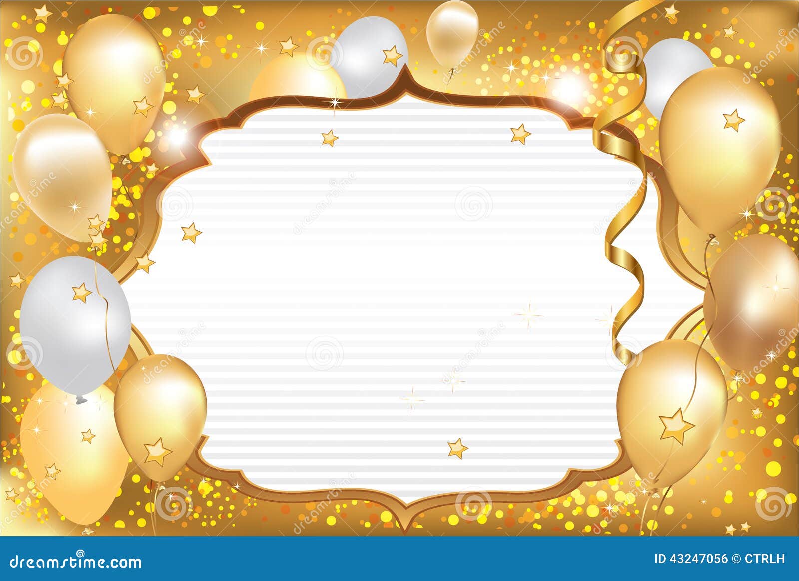 Light Brown Celebration Greeting Card With Balloons Stock 