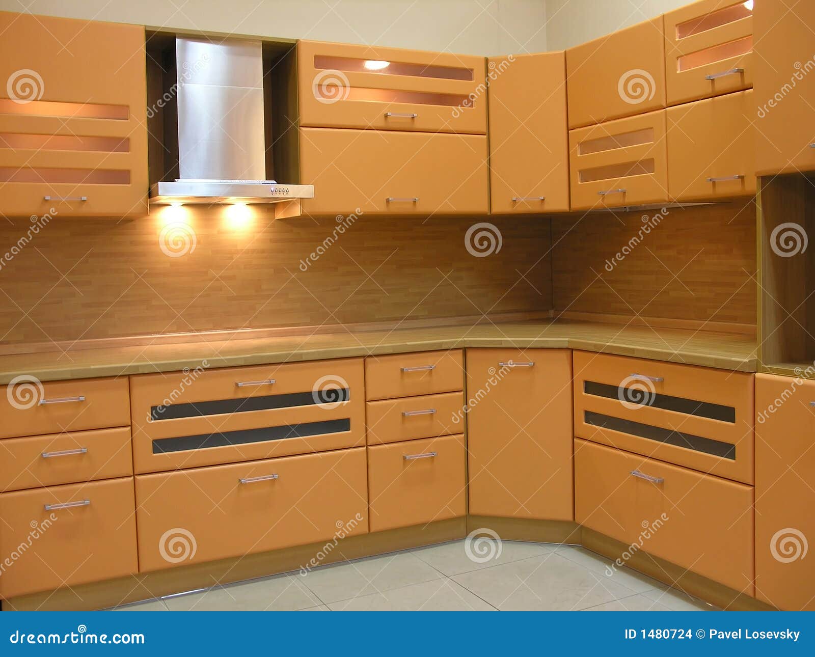 Light brown kitchen stock photo. Image of clean, home ...