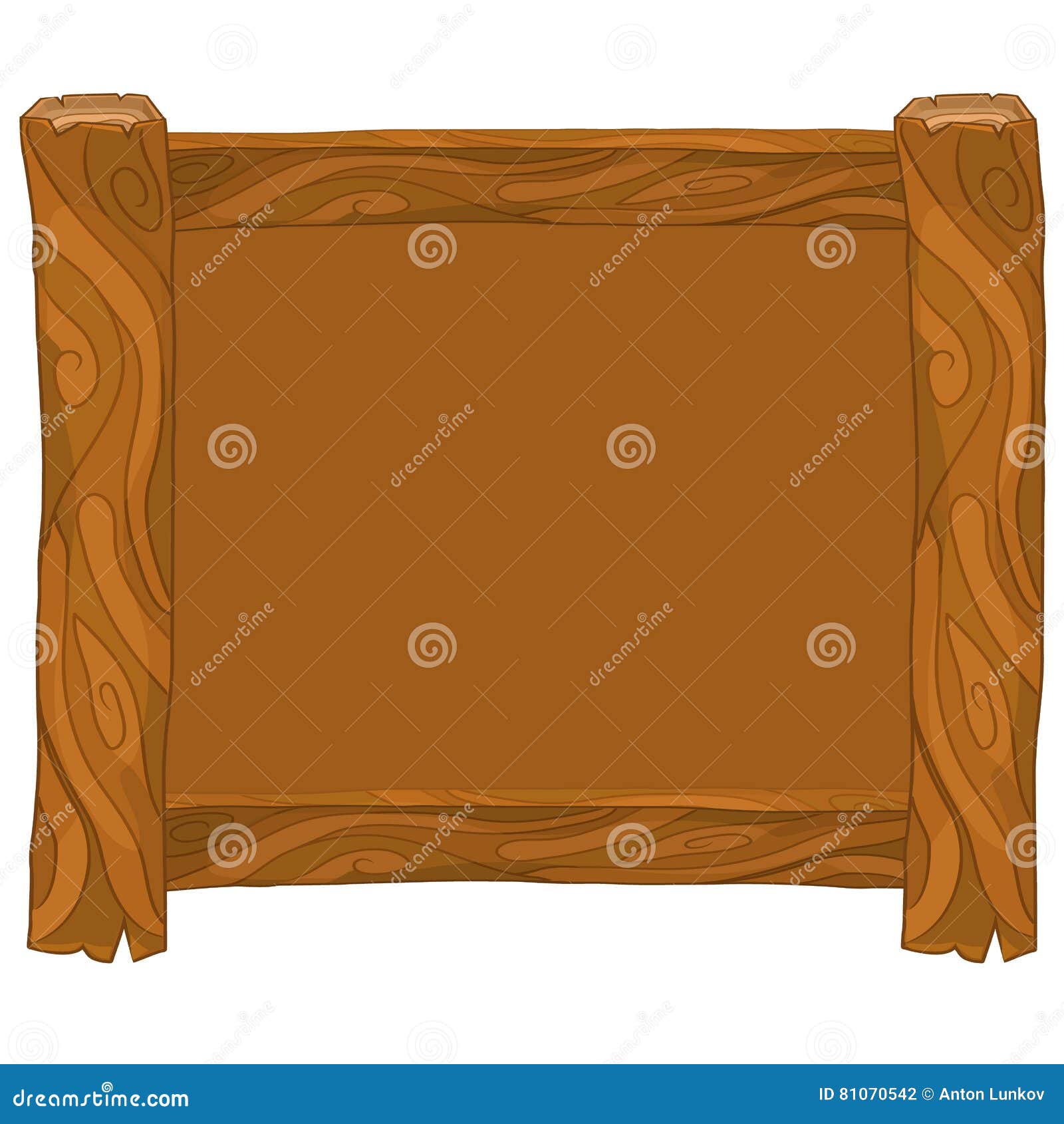 Light Brown Wooden Frame on White Background Stock Vector