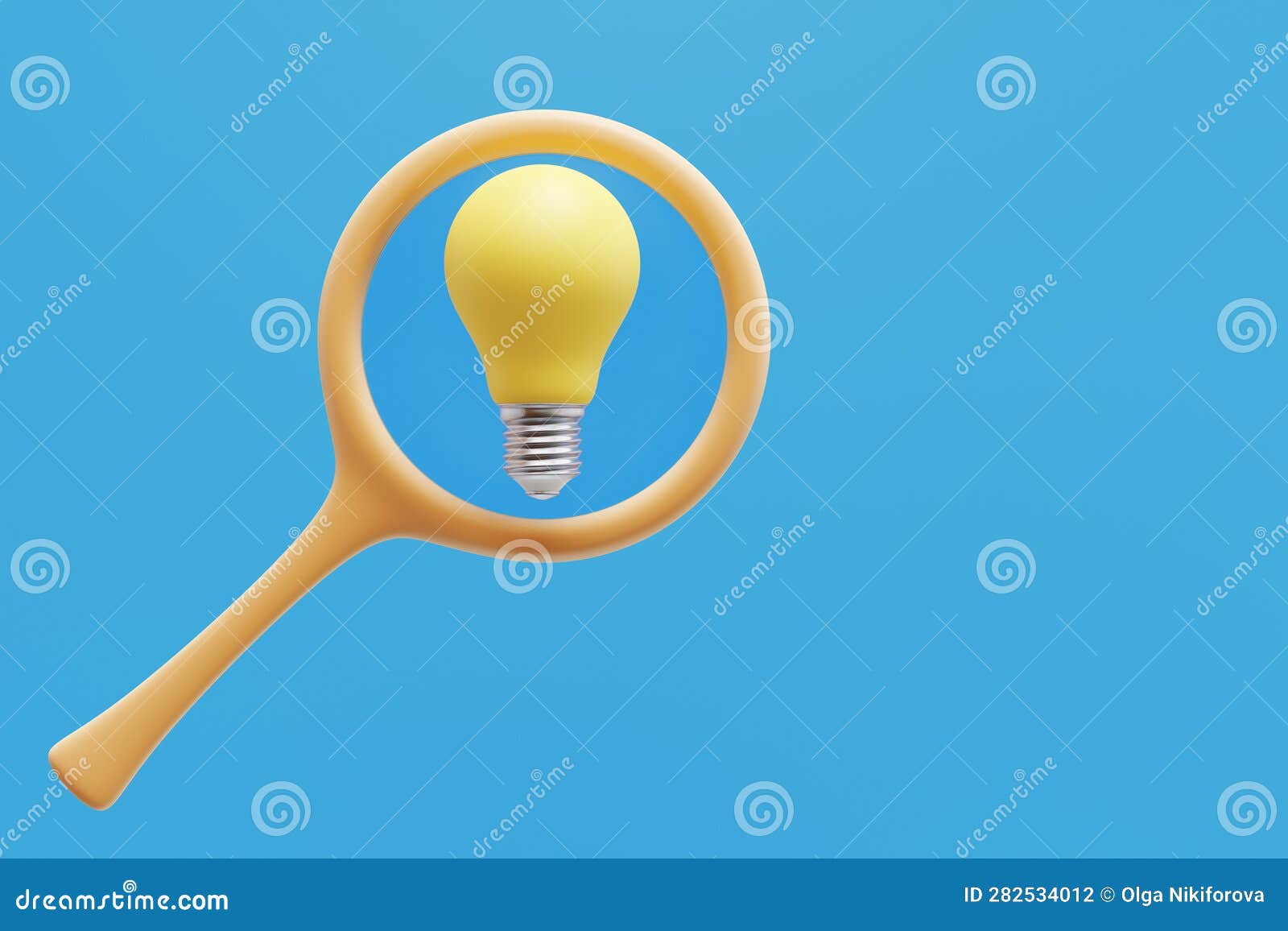 Light Bulb Behind a Magnifying Glass. Stock Illustration Illustration