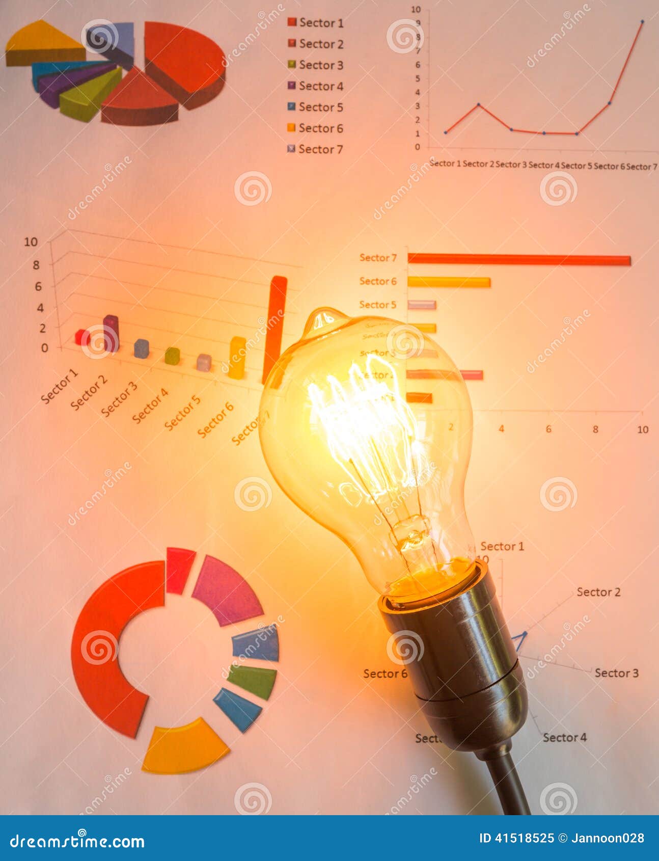 Light Bulb with Business Graph Placed Stock Image Image of investment