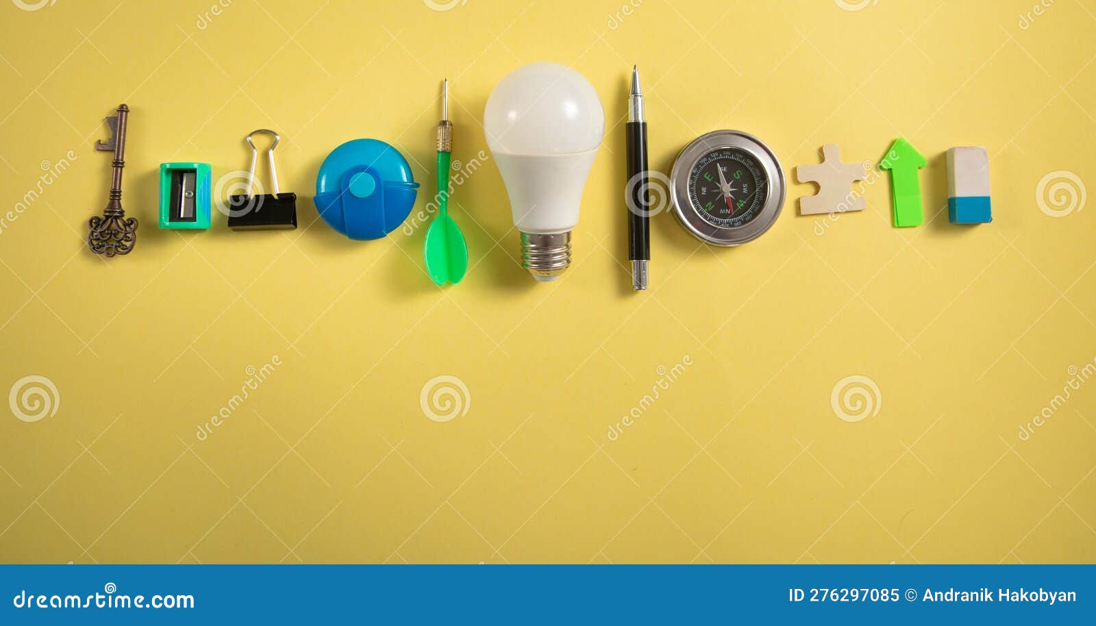 Light Bulb with a Business Supplies. Business Stock Image Image of