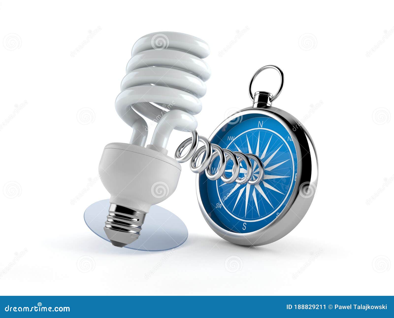 Light Bulb Cfl with Compass Stock Illustration Illustration of