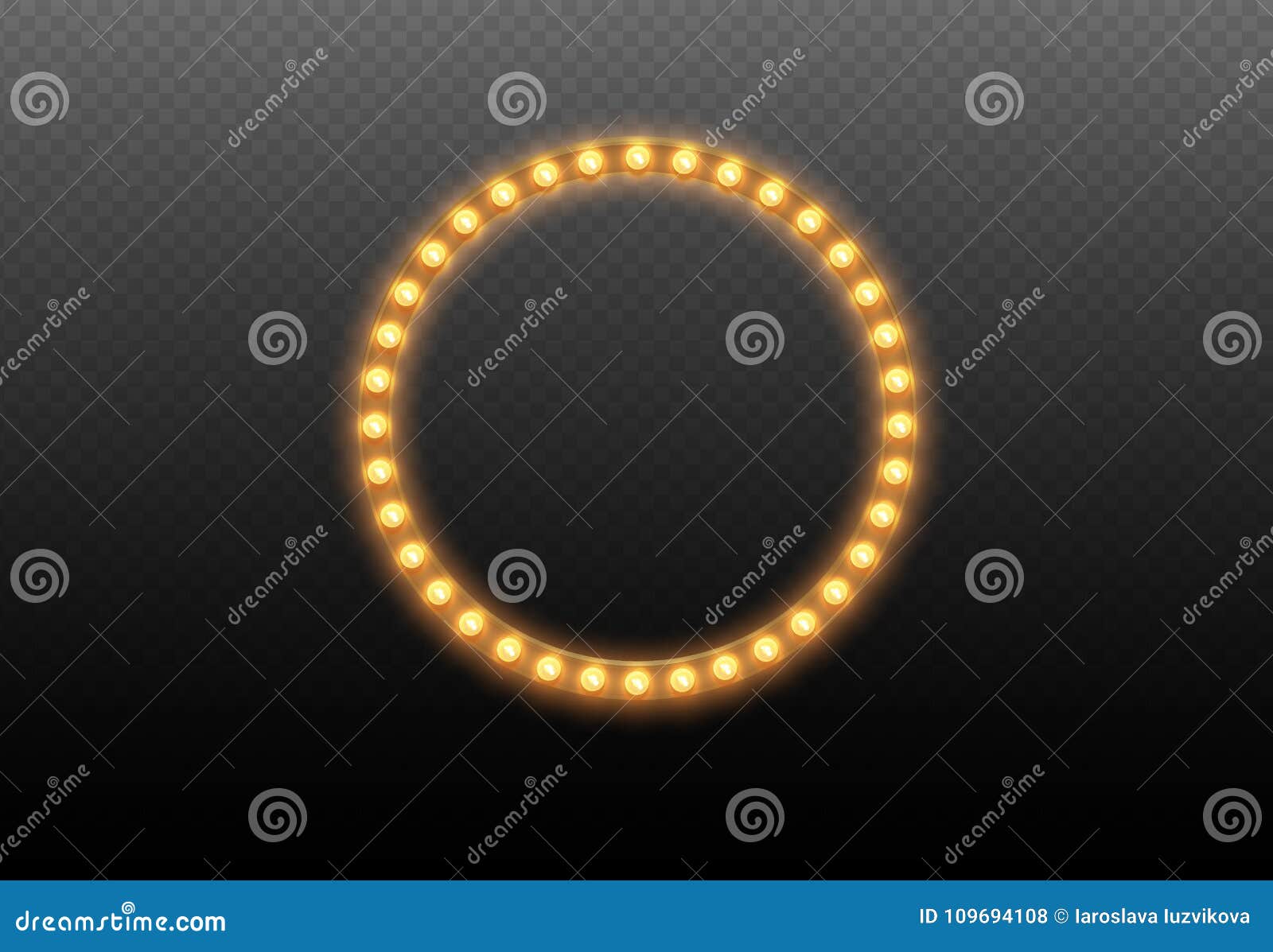 light bulb circle. round lights frame on transparent background. illuminated round realistic casino banner with lamps 