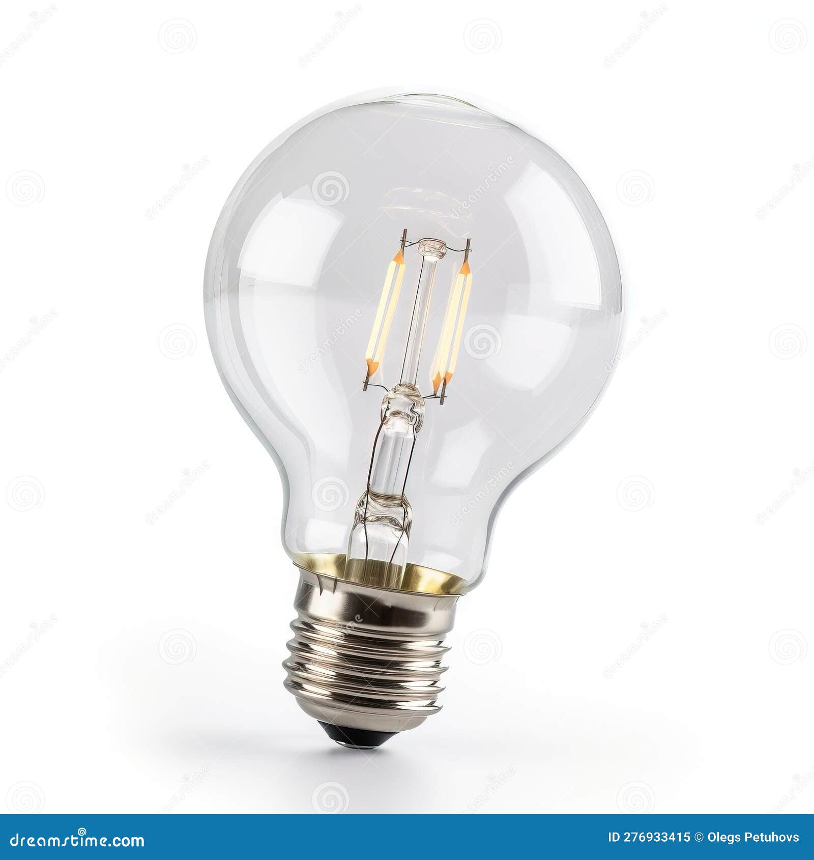 A Light Bulb with a Clear Glass Cover on a White Background with a