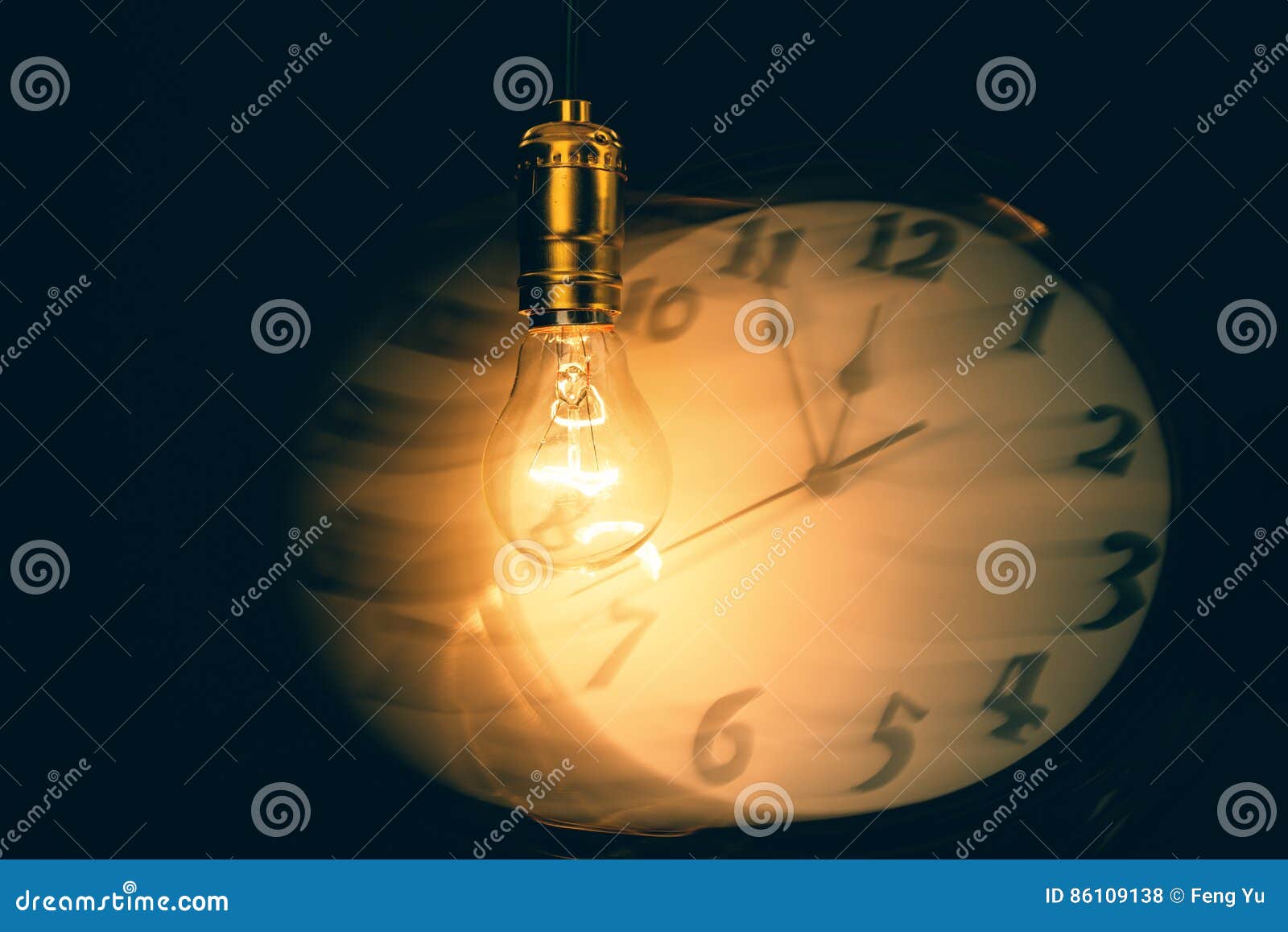 Light bulb and clock stock photo. Image of glowing, bulb - 86109138