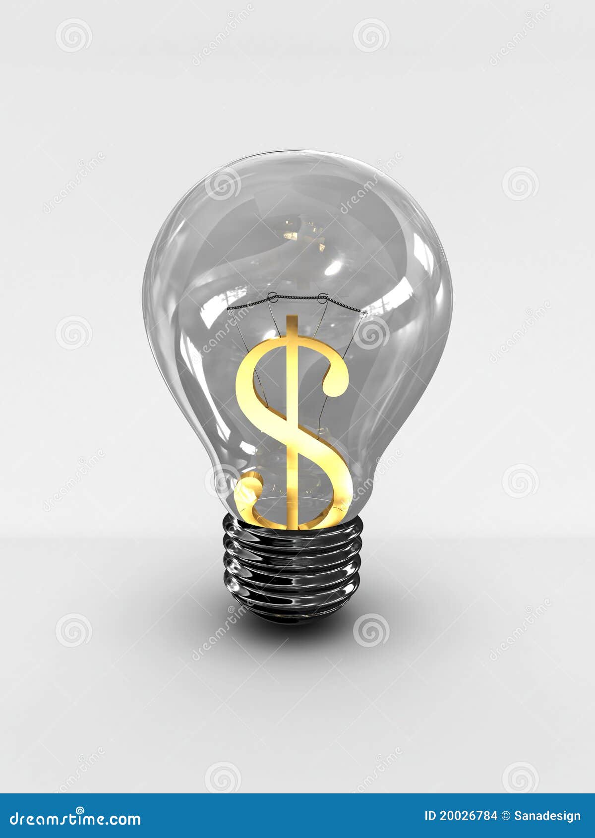 Light Bulb with a Dollar Sign Stock Illustration Illustration of
