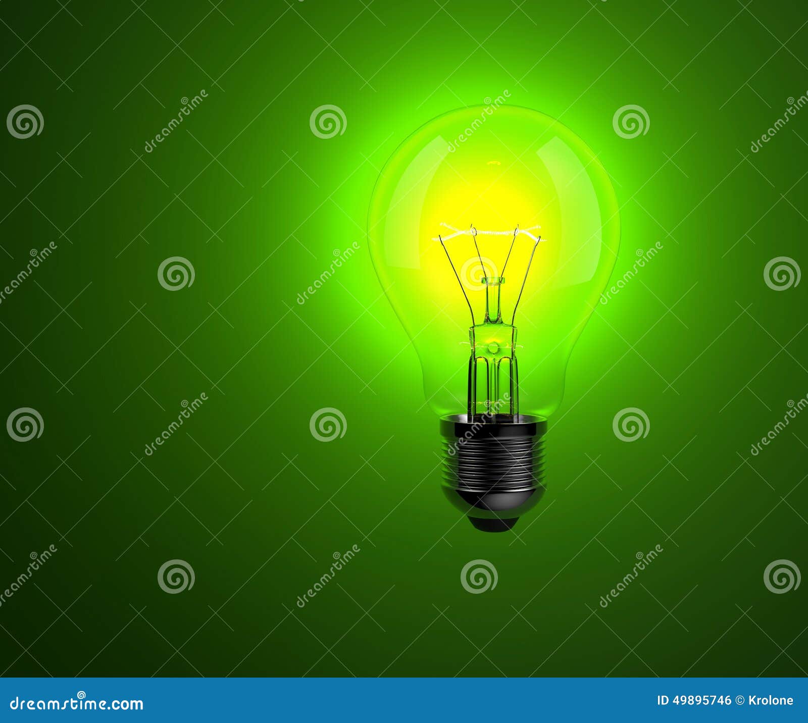 Light Bulb On Green Background Stock Photo Image 49895746