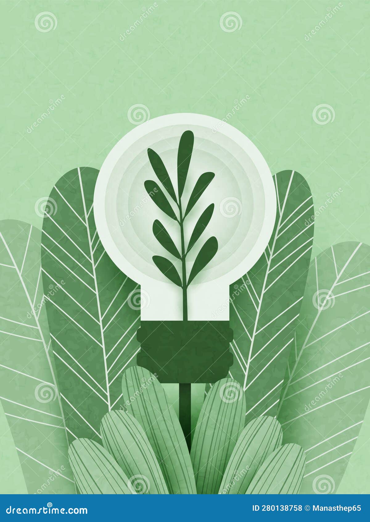 light bulb and green leaves with recycle concept. renewable energy for green ecology and environment concept.  