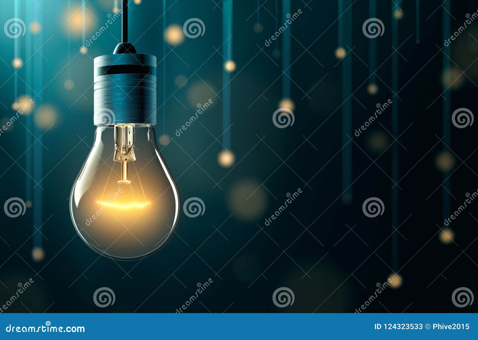 light bulb with hanging lights background