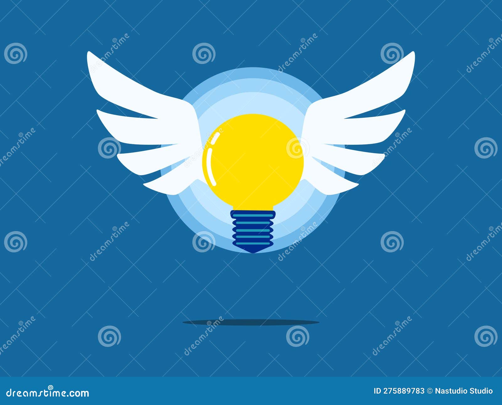 Light Bulb Has Wings To Fly. Concept of Imagination and Creativity