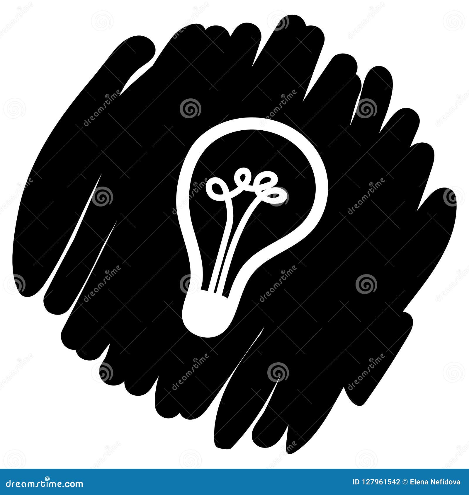 Light Bulb Icon on Black Background. Eps 10 Stock Vector Illustration of light, draw 127961542