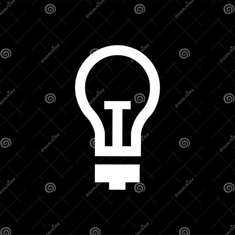 Light Bulb Icon on Black Background. Black Flat Style Vector Illustration Stock Vector