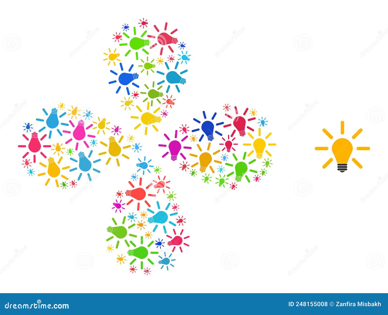 Light Bulb Icon Colorful Twirl Flower Cluster Stock Vector