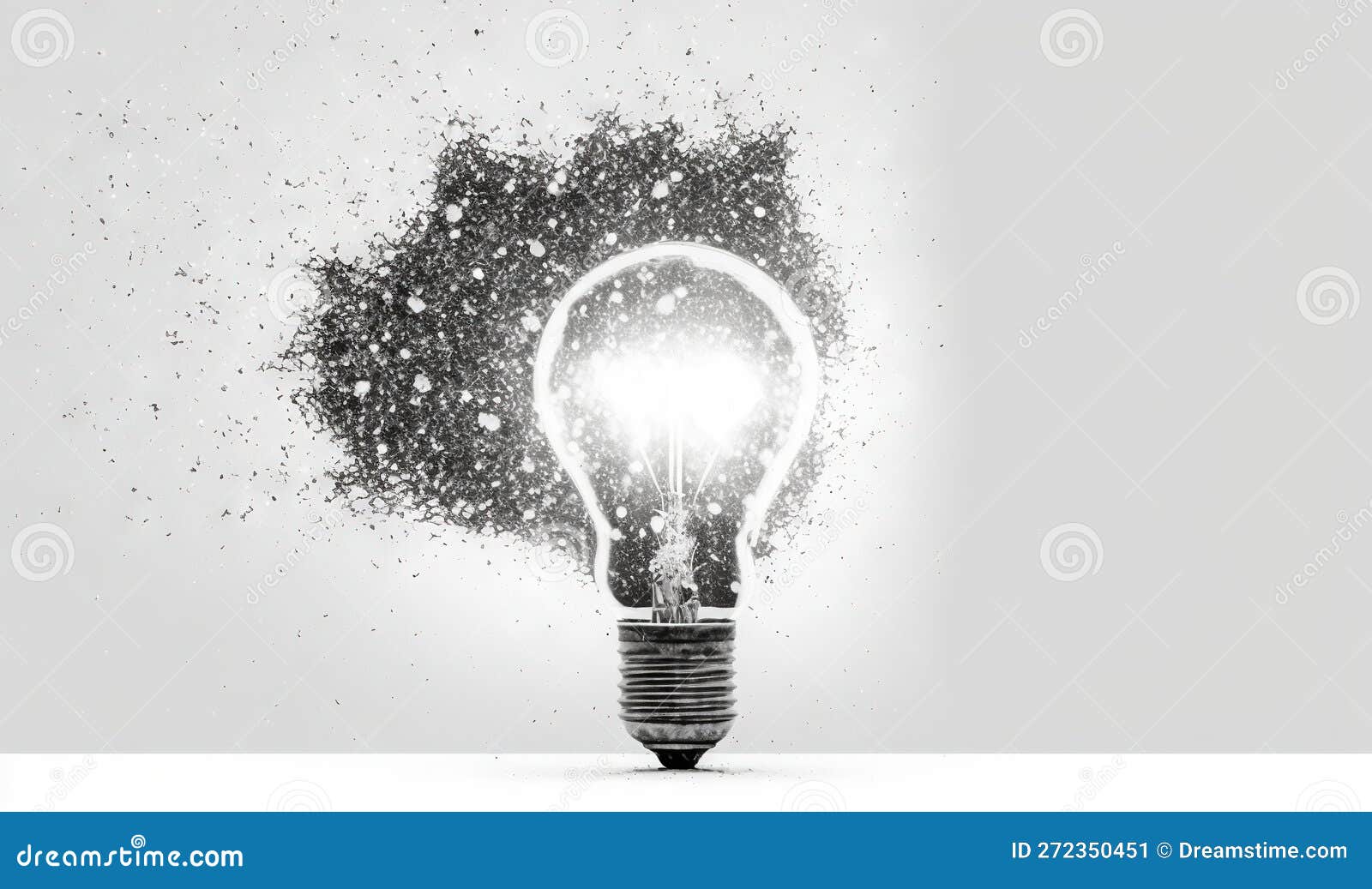 A Light Bulb with a Lot of Dust Coming Out of it Stock Illustration