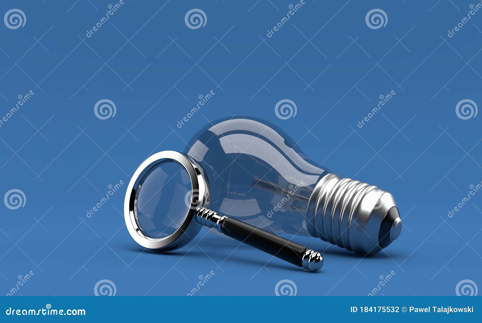 Light Bulb with Magnifying Glass Stock Illustration Illustration of