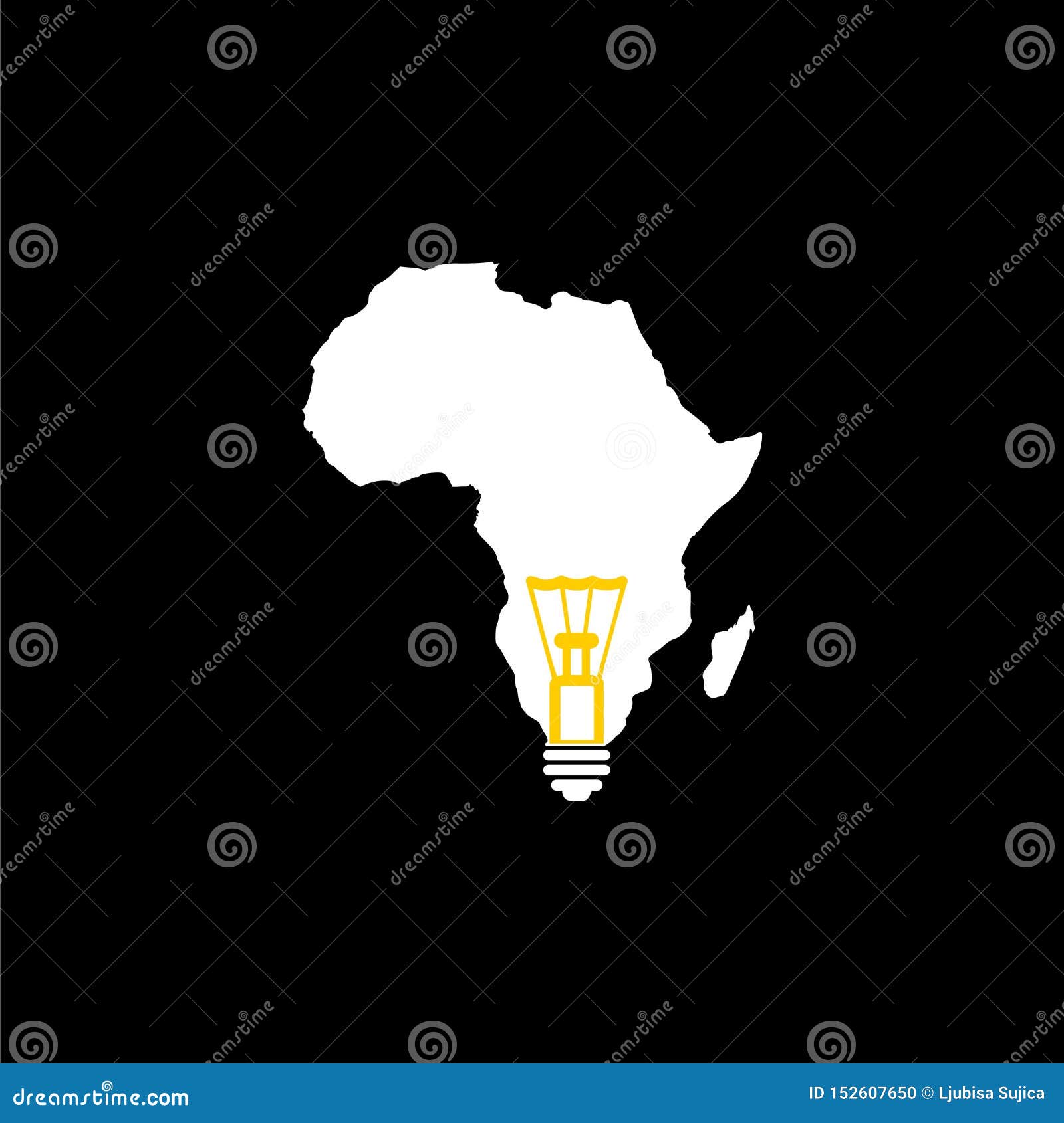 Light bulb with map Africa stock vector. Illustration of africa 152607650