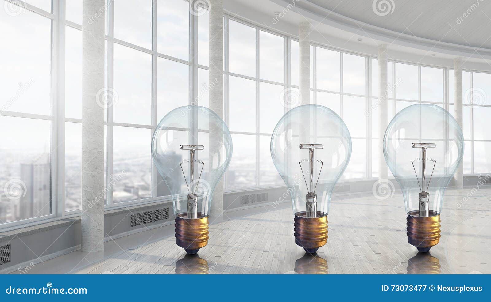 Light Bulb in Modern Office . 3D Render Stock Image Image of city