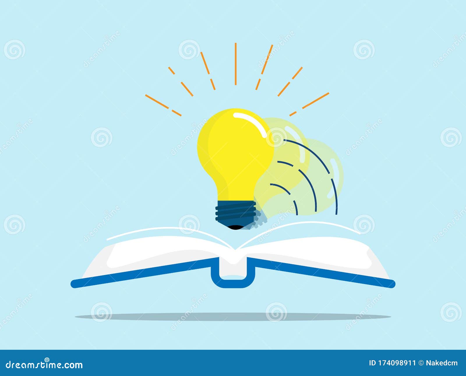 Light bulb on open book stock vector. Illustration of open 174098911