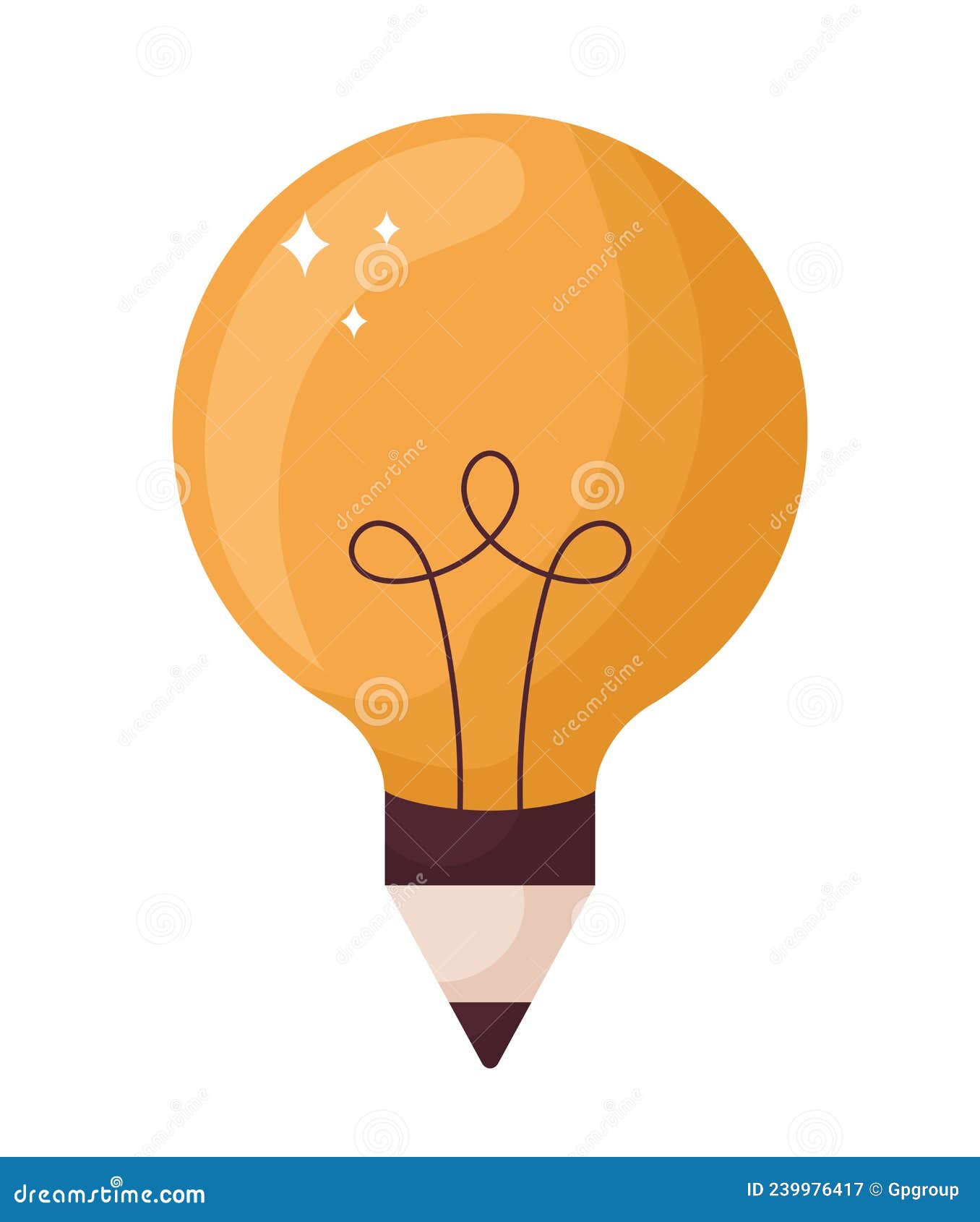 Light bulb with pencil stock vector. Illustration of glow - 239976417